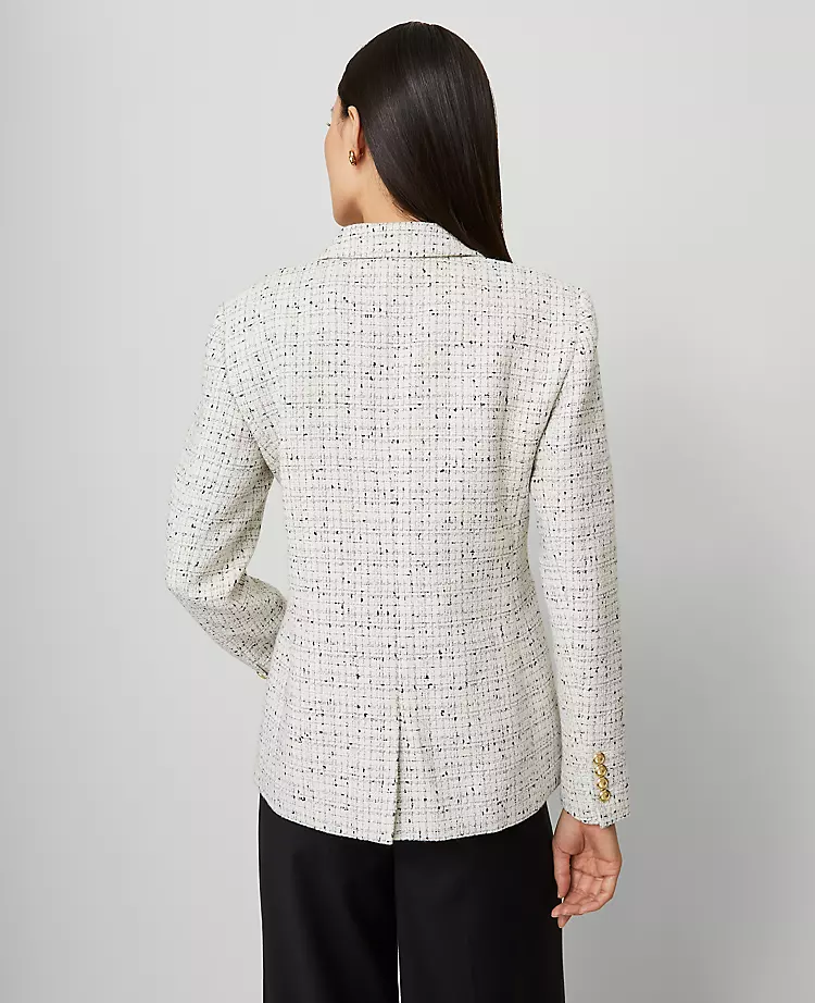 The Petite Hutton Blazer In Tweed Charcoal/White Combo 4 The Petite Hutton Blazer In Tweed Charcoal/White Combo - Image 2