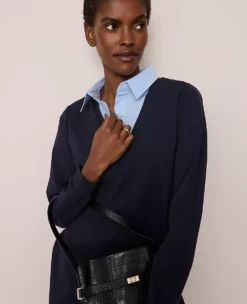 Petite Collared Ponte Shift Dress Night Sky -Anntaylor Shop 858292 1362 ALT2