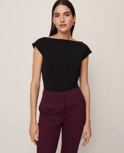 Petite Sleeveless Boatneck Top Black