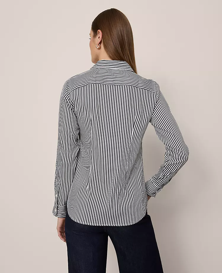 Striped Relaxed Perfect Shirt Night Sky/White Stripe 4 Striped Relaxed Perfect Shirt Night Sky/White Stripe - Image 2