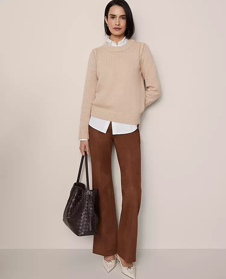 The Side-Zip Flare Pant In Faux Suede Chocolate Mousse 4 The Side-Zip Flare Pant In Faux Suede Chocolate Mousse - Image 2