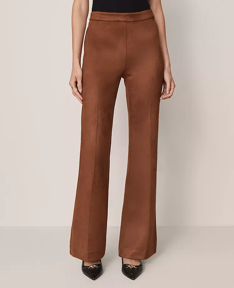 The Side-Zip Flare Pant In Faux Suede Chocolate Mousse 5 The Side-Zip Flare Pant In Faux Suede Chocolate Mousse - Image 3
