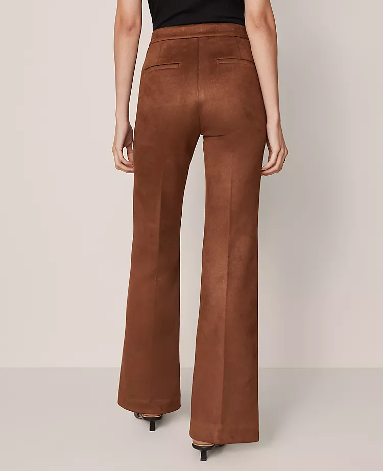 The Side-Zip Flare Pant In Faux Suede Chocolate Mousse 6 The Side-Zip Flare Pant In Faux Suede Chocolate Mousse - Image 4