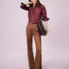The Side-Zip Flare Pant In Faux Suede Chocolate Mousse -Anntaylor Shop 858482 7412 MKTG1