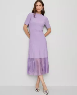 Mock Neck Mixed Media Sweater Dress Lavender Petal 6 Mock Neck Mixed Media Sweater Dress Lavender Petal -Anntaylor Shop 858493 019789