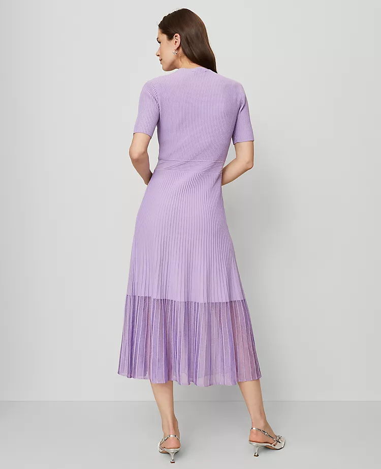 Mock Neck Mixed Media Sweater Dress Lavender Petal 5 Mock Neck Mixed Media Sweater Dress Lavender Petal - Image 3