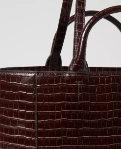 Croco Tote Bag Dark Chocolate -Anntaylor Shop 858512 7097 ALT1