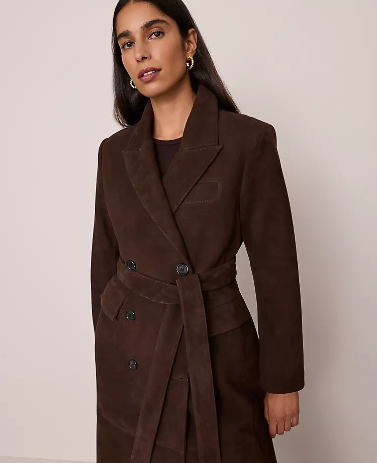 Studio Collection Suede Trench Coat Pure Chocolate 6 Studio Collection Suede Trench Coat Pure Chocolate - Image 4