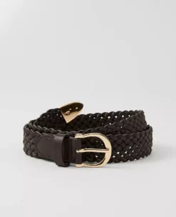 Round Buckle Braided Belt Dark Chocolate