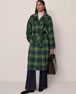 Plaid Trench Coat Bonsai Tree -Anntaylor Shop 858523 522891