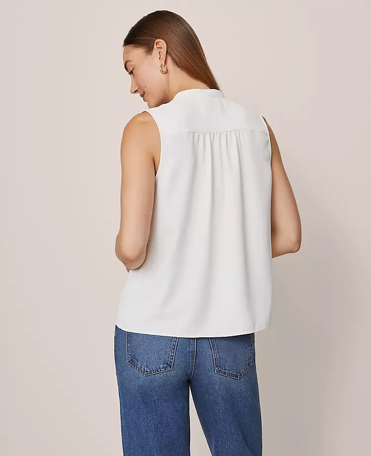 Petite Ruffle Sleeveless Blouse Winter White 4 Petite Ruffle Sleeveless Blouse Winter White - Image 2