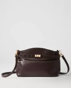 Croco Small Belted Clutch Dark Chocolate