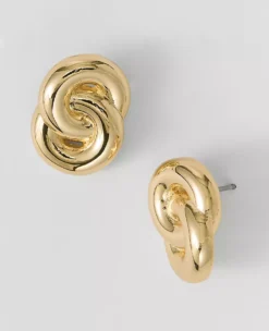 Double Link Stud Earrings Goldtone