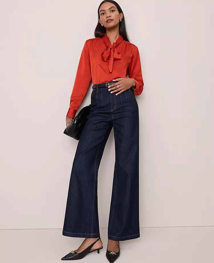 Petite Satin Bow Blouse Amaretto 6 Petite Satin Bow Blouse Amaretto - Image 4