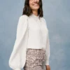 Petite Lace Collar Blouson Sleeve Shirt Winter White 2 Petite Lace Collar Blouson Sleeve Shirt Winter White -Anntaylor Shop 858631 9192 MKTG1