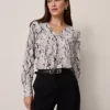 Petite Snake Print Mixed Media Top Winter White 2 Petite Snake Print Mixed Media Top Winter White -Anntaylor Shop 858632 522747
