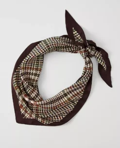 Houndstooth Triangle Silk Scarf Pure Chocolate