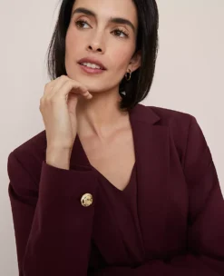 The One-Button Blazer In Ponte Poised Plum -Anntaylor Shop 858643 9536 ALT4