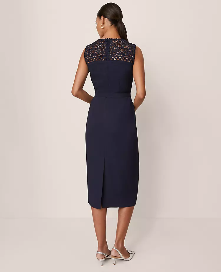 Petite Lace Trim Satin Midi Dress Night Sky 4 Petite Lace Trim Satin Midi Dress Night Sky - Image 2