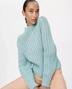 Petite Pointelle Mock Neck Sweater Lakeside View