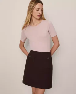 Petite Patch Pocket A-Line Skirt Pure Chocolate 8 Petite Patch Pocket A-Line Skirt Pure Chocolate -Anntaylor Shop 858675 7043 ALT1