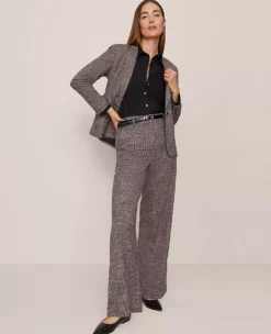The Wide-Leg Pant In Plaid Black/Brown Multi -Anntaylor Shop 858680 019339