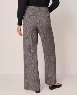 The Wide-Leg Pant In Plaid Black/Brown Multi -Anntaylor Shop 858680 019339 ALT2