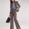 The Wide-Leg Pant In Plaid Black/Brown Multi -Anntaylor Shop 858680 019339 MKTG1