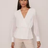 Petite Draped Wrap Blouse Winter White -Anntaylor Shop 858684 9192