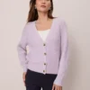 Petite Weekend Collection Cozy Ribbed Cardigan Lavender Frost