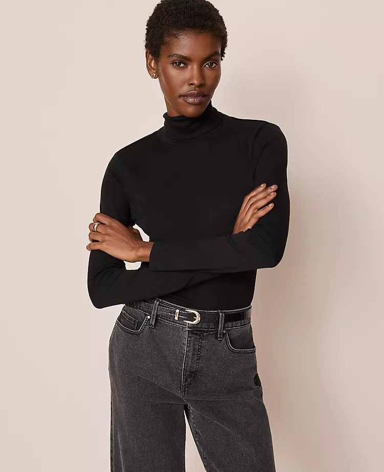Petite Weekend Collection Turtleneck Top Black 3 Petite Weekend Collection Turtleneck Top Black