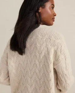 Haven Well Within Cashmere Cable Cardigan White Sand Melange -Anntaylor Shop 858776 0408 ALT1