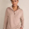 Haven Well Within Fleece Johnny Collar Henley Desert Clay Heather -Anntaylor Shop 858924 020109