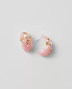 Embellished Teardrop Earrings Quartz Pink