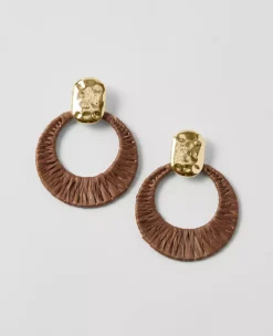 Raffia Wrapped Hoop Earrings Pure Chocolate