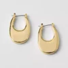 Metal U Hoop Earrings Goldtone