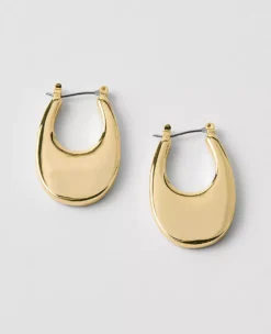Metal U Hoop Earrings Goldtone