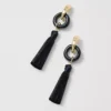Raffia Tassel Drop Earrings Black -Anntaylor Shop 902209 2222