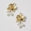 Pearlized FloralDrop Earrings Goldtone -Anntaylor Shop 902212 018627