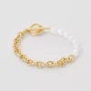 Pearlized Metal Bracelet Goldtone